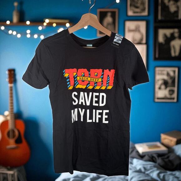 Neck Deep X Song's That Saved My Life NWT Men's XS Black Cotton S/S T-Shirt - Picture 2 of 9